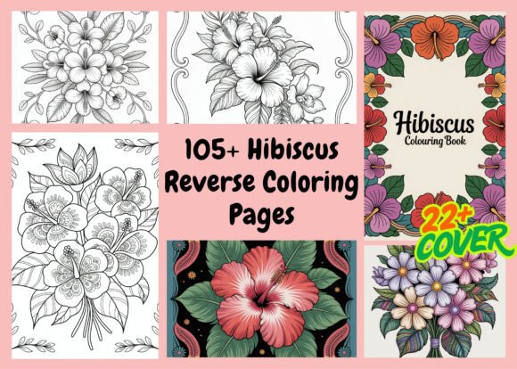 105 Hibiscus Reverse Coloring Pages
