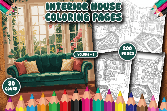 200 Interior House Coloring Pages Fo V-1