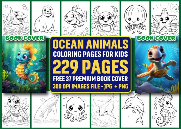 229 Ocean Animals Coloring Pages KDP