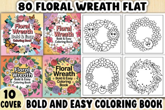 80 Floral Wreath Flat Coloring Pages