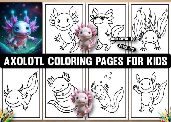 Axolotl Coloring Pages for Kids KDP