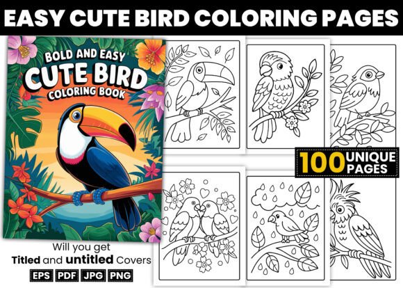 Bold and Easy Cute Bird Coloring Pages for KDP Creators