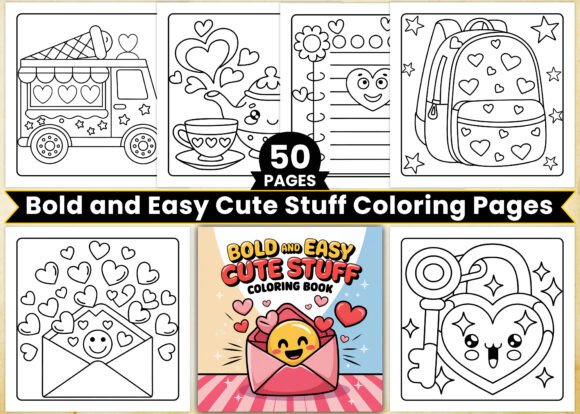 Bold and Easy Cute Stuff Coloring Pages – A Creative Boost for Kids and KDP Creators