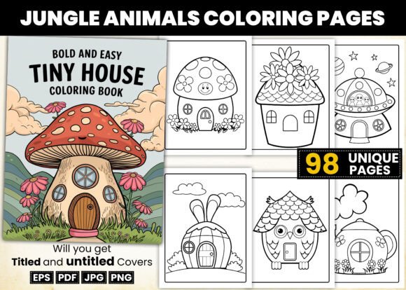 Bold and Easy Tiny House Coloring Page