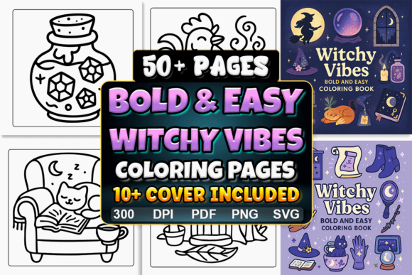 Bold and Easy Witchy Vibes Coloring Page: A Magical Escape for Modern Creatives