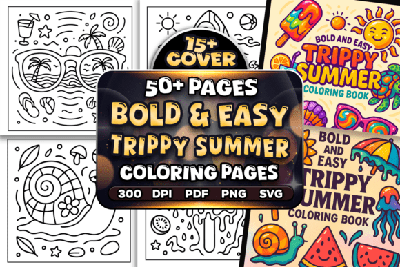 Bold Easy Trippy Summer Coloring Pages