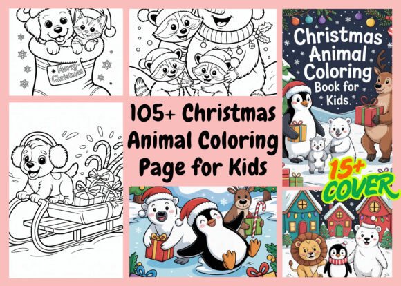 Christmas Animal Coloring Page for Kids