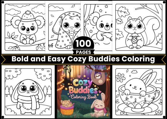 Cozy Buddies Coloring Page Bold and Easy