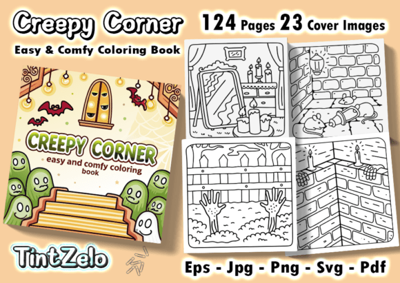 Creepy Corner Easy Comfy Coloring Page