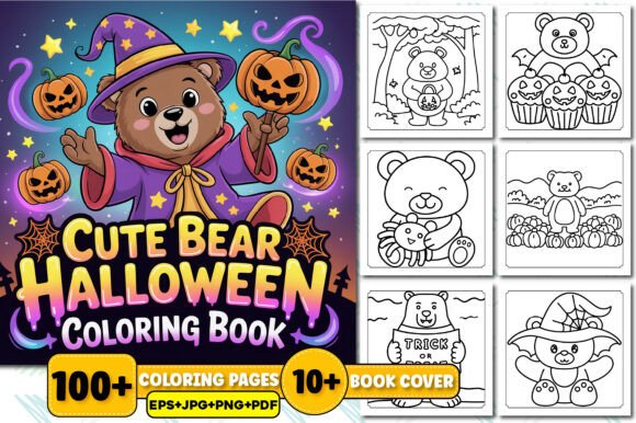 Cute Bear Halloween Coloring Book for Kids: A Magical Blend of Spooky Fun and Creativity