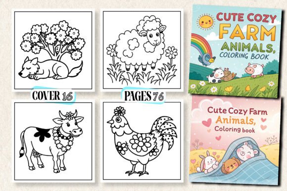 Cute Cozy Farm Animals Coloring Pages