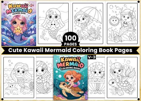 Cute Kawaii Mermaid Coloring Book Pages: A Magical Creative Resource