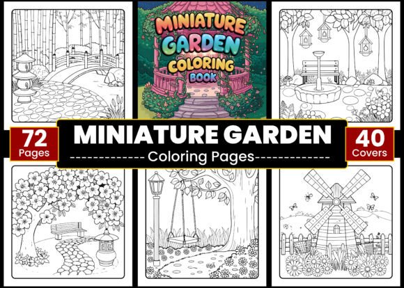 Miniature Garden Coloring Page Bold Easy
