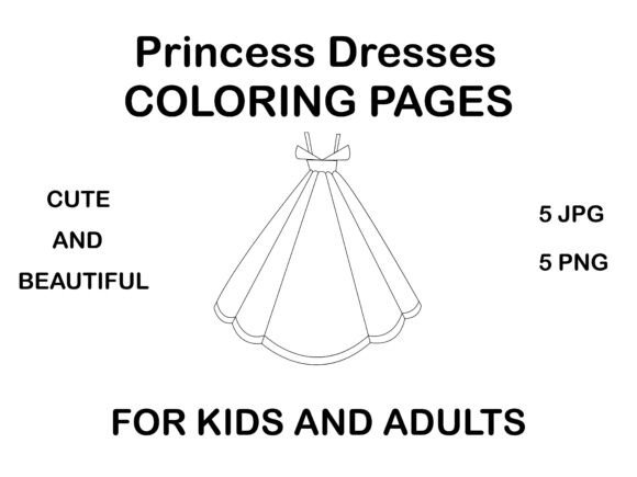 Princess Dresses Coloring Pages for Kdp