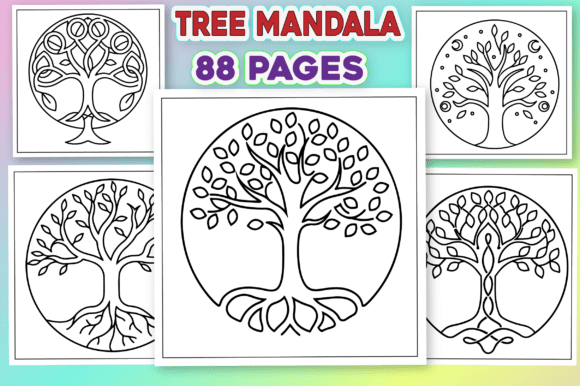 Tree Mandala Coloring Pages for Adults