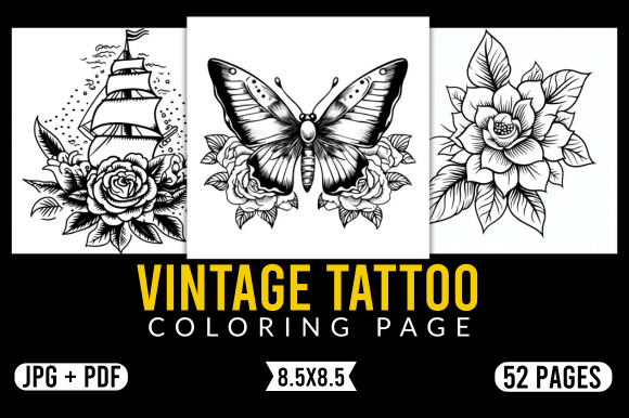 Vintage Tattoo Coloring Page